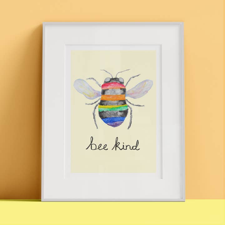 Bee Kind A4 Art Print for wholesale by Hands & Hearts
