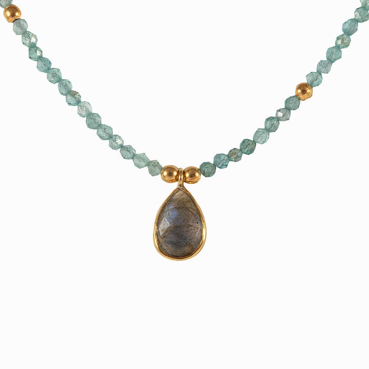 SALE Illumina Apatite and Labradorite Vermeil Necklace for wholesale by Saraswati Imports