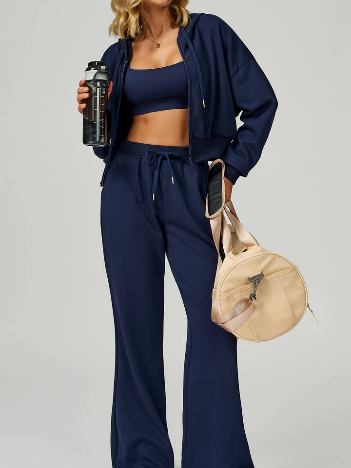 Conjunto deportivo con chaqueta de sudadera con capucha de manga larga y pantalón de descanso para venta al por mayor de Crave by FW