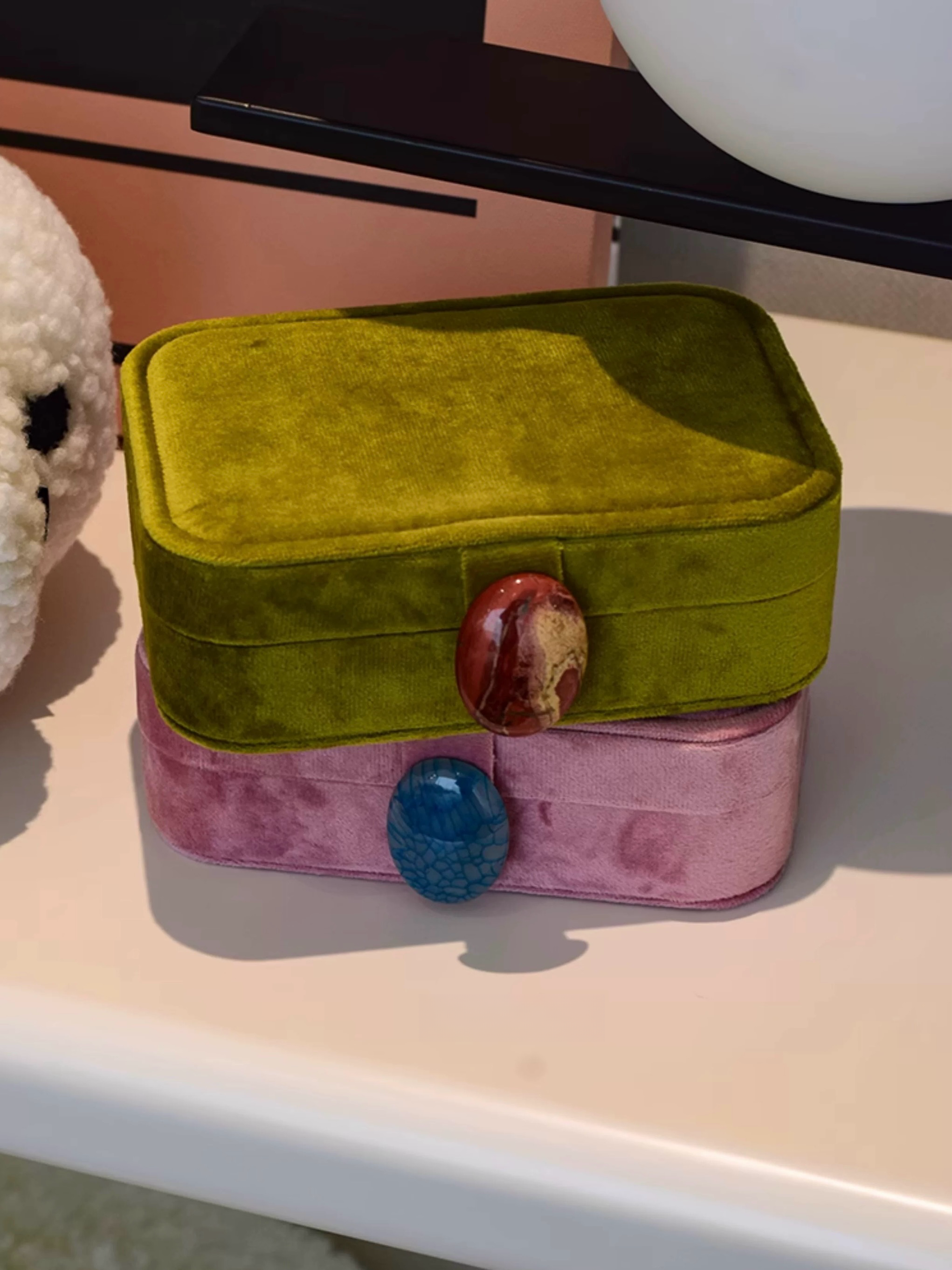 INSPECIAL HOME - Wholesale Jewelry Box/Organizer - Vintage Pebble Velvet Jewellery Box Accessory Storage Case 9