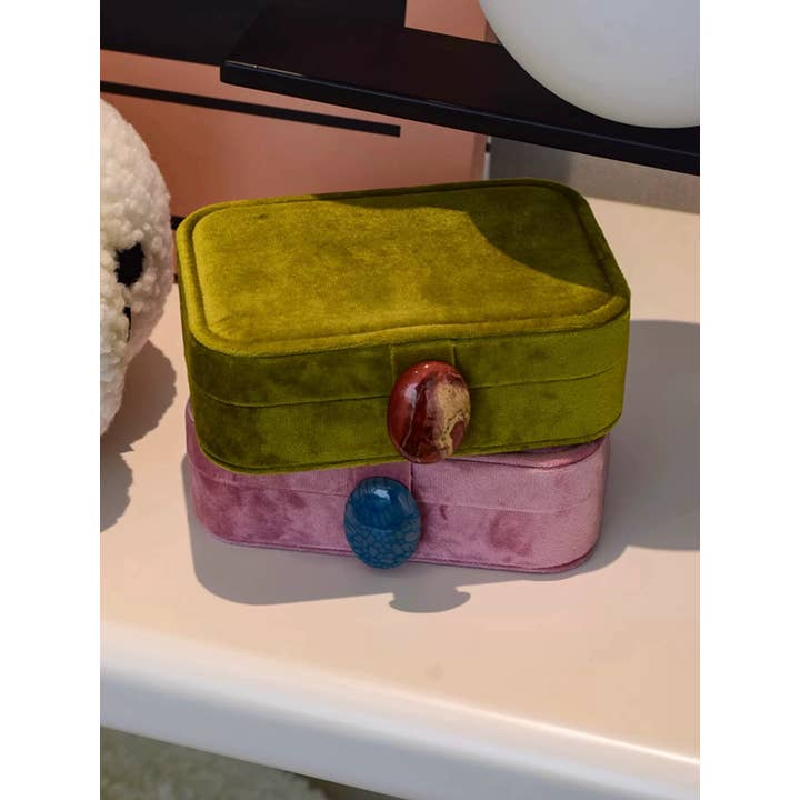 INSPECIAL HOME - Wholesale Jewelry Box/Organizer - Vintage Pebble Velvet Jewellery Box Accessory Storage Case 9