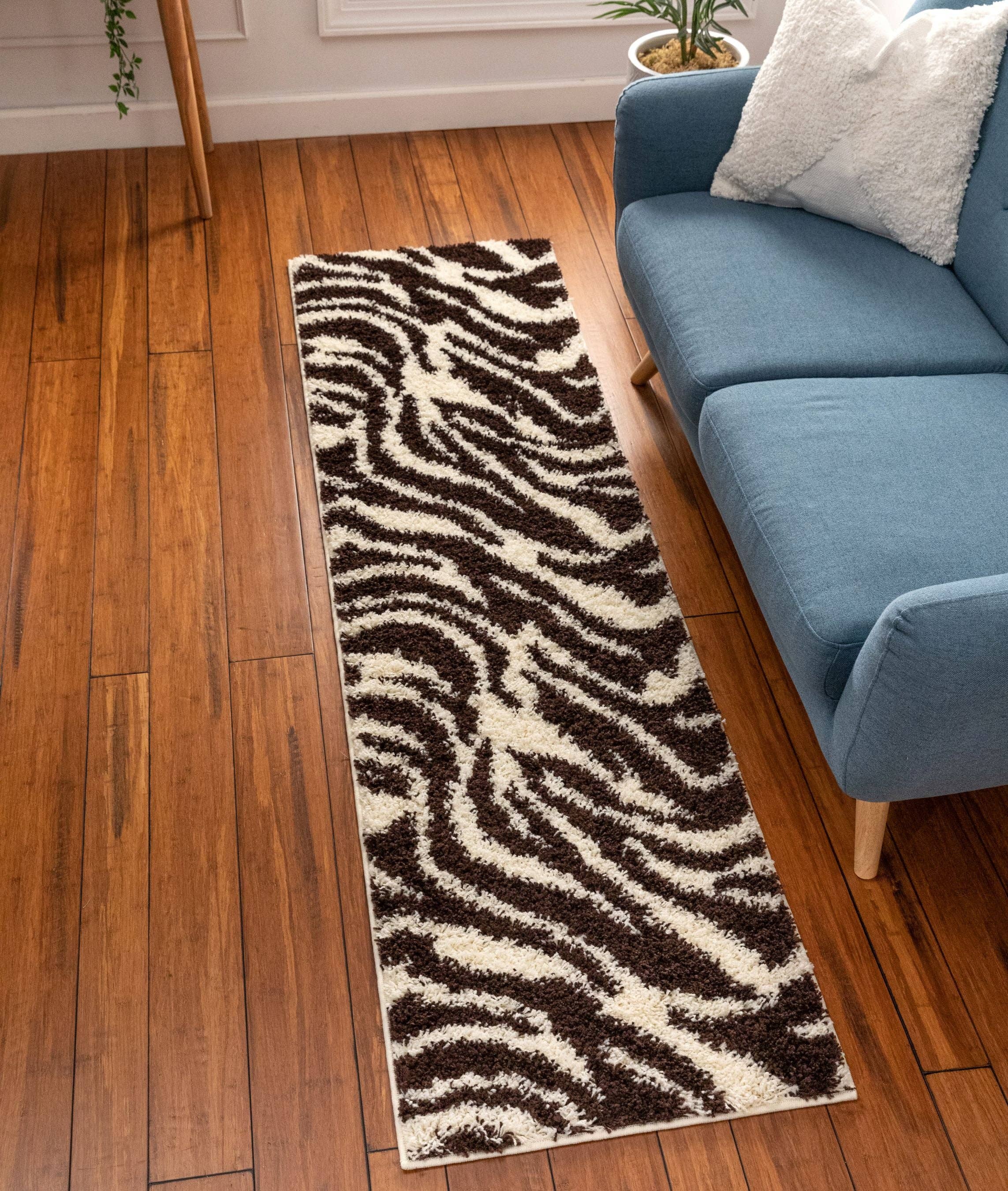 Well Woven - Wholesale Area Rug - Safari Zebra Brown Contemporary Shag Rug5