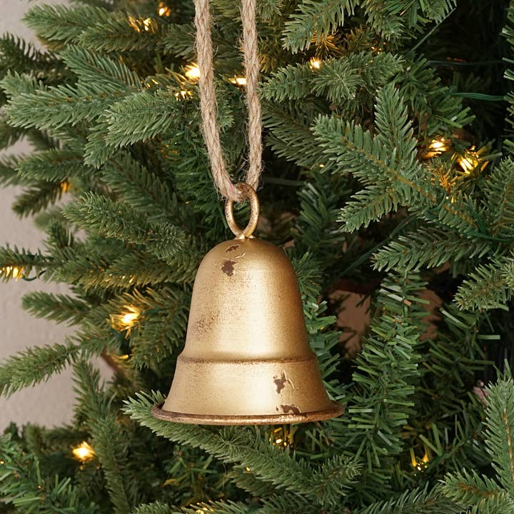 Impressive Enterprises, Inc. - Wholesale Christmas Decoration - M32520-Vintage Gold Liberty Bell w/loop (4.5inH)