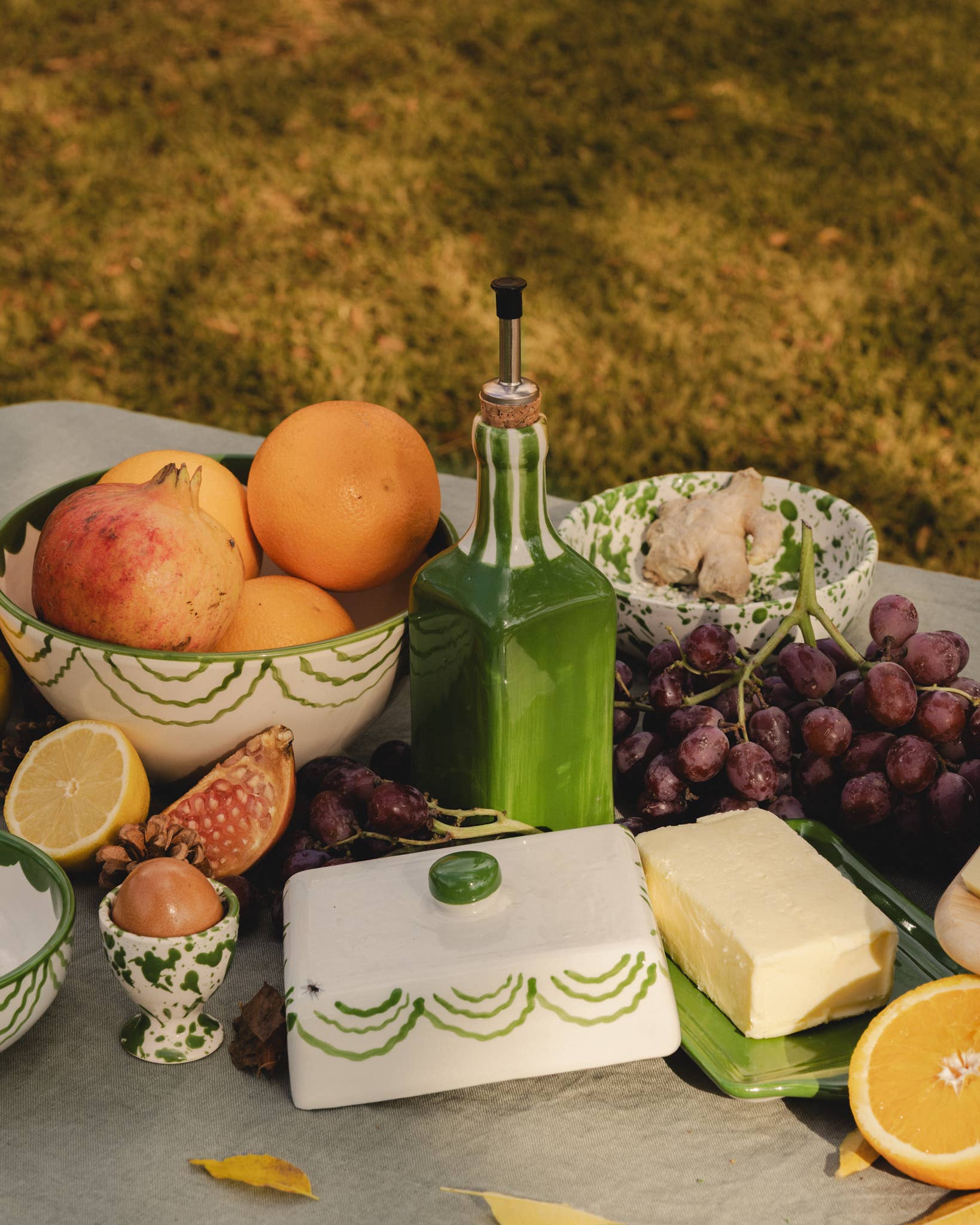 Alfar Tierra Cocida - Wholesale Butter Dish - Artisanal Ceramic Butter Dish – Green & White / ROOTS7