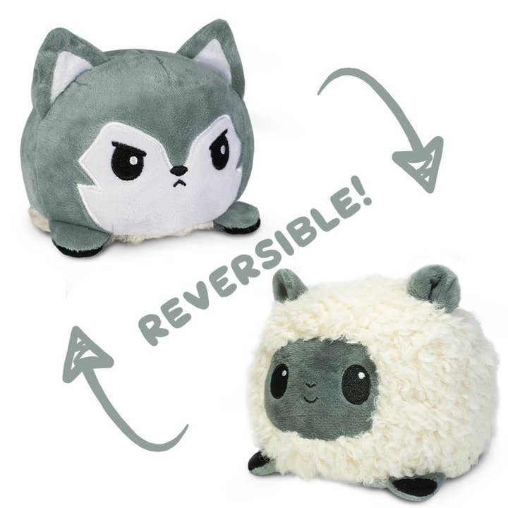 TeeTurtle Reversible Wolf & Sheep Plushie for wholesale by TeeTurtle