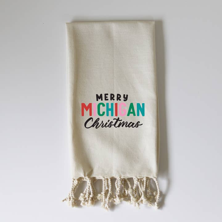 MERRY HOMETOWN (custom) - FRINGE TOWEL for wholesale by Wildwood Landing