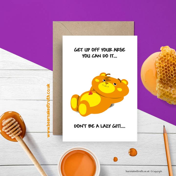 Sta op van je kont aanmoediging wenskaart voor wholesale door Pixelgum