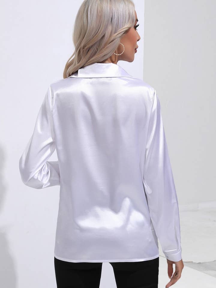 NINEXIS - Wholesale Button Down Shirt - Women's - CWTBLL0692_Button Down Silky Satin Long Sleeve Top38