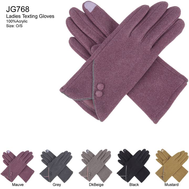 Jasper Trading LLC - Wholesale Gloves - Women's - JG768 - One Dozen Ladies Fleece Texting Gloves