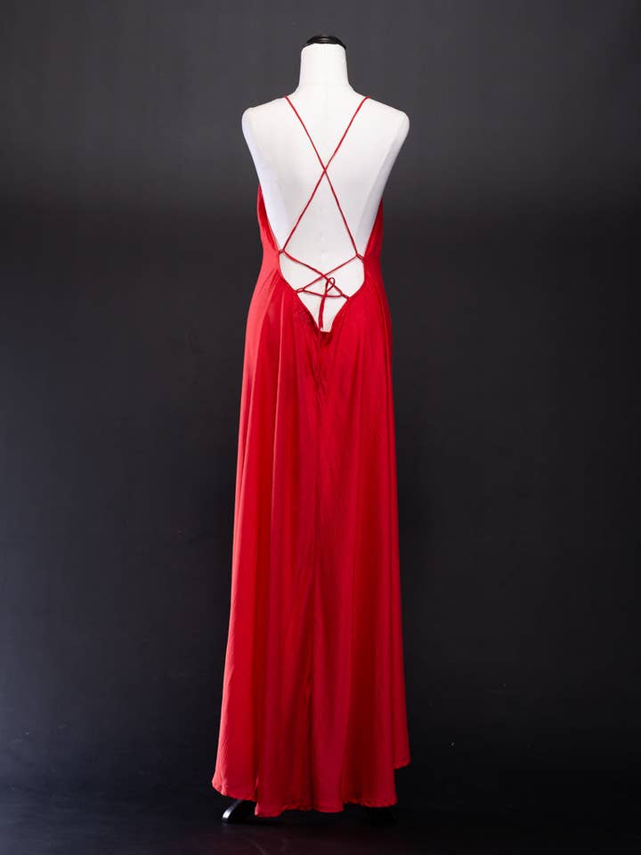 Mimi Maxi Melon low back frill dress for wholesale by TABOO FASHION