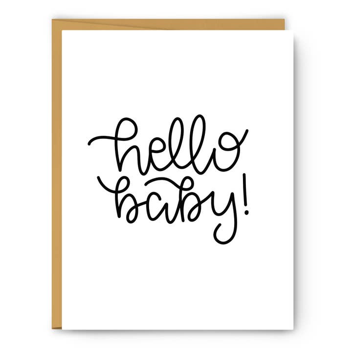 Hello Baby Script - Baby Greeting Card for wholesale by Footnotes