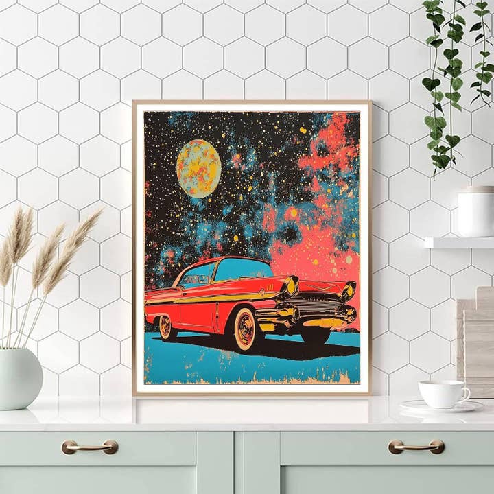 Artistry Rack - Venta al por mayor Kit de manualidades - Kit de pintura por números de vehículos vintage cósmicos inspirados en Andy Warhol - Hazlo tú mismo