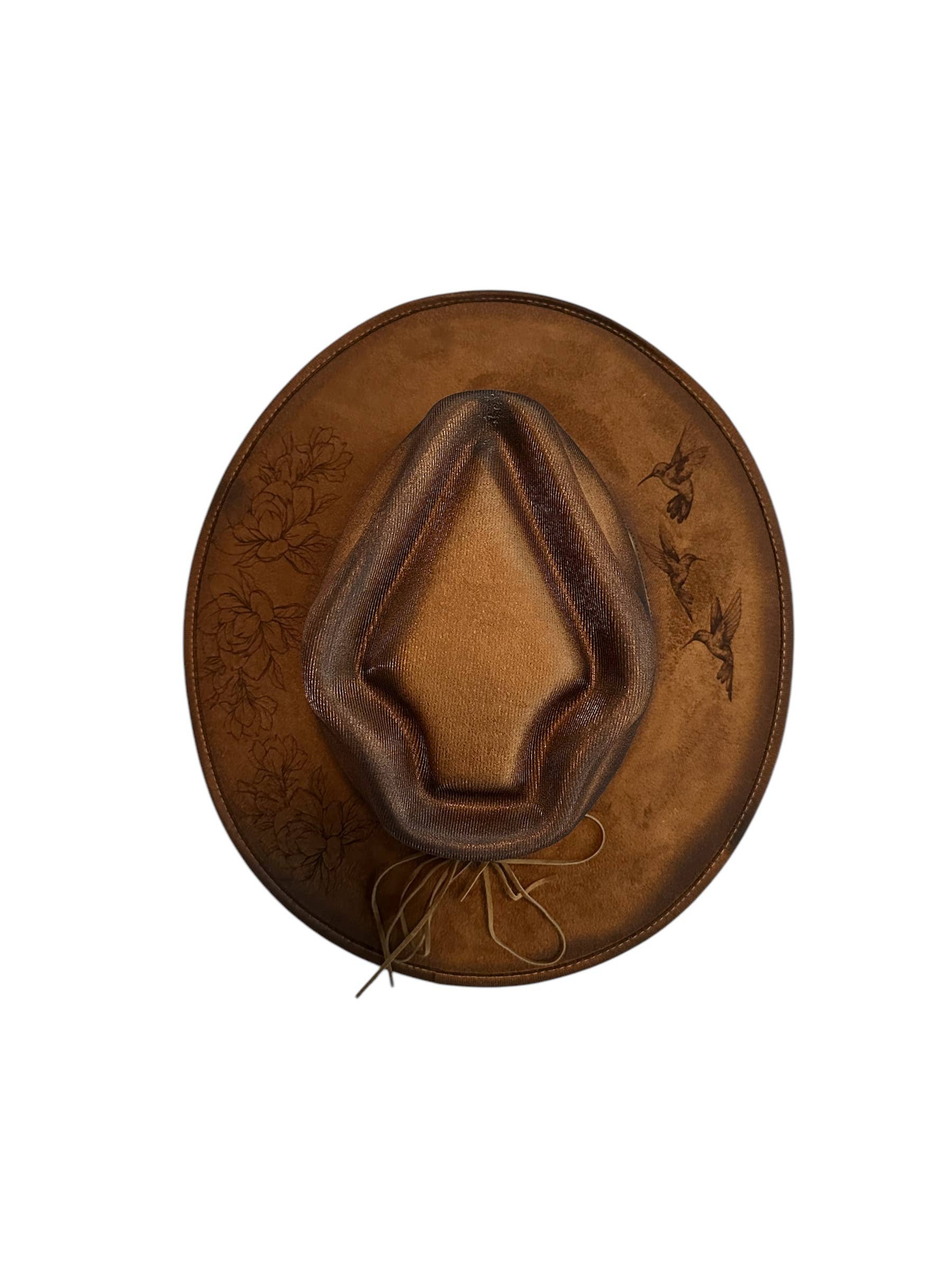 Wild Indigo - Wholesale Cowboy Hat - Unisex - Hummingbird Magnolia Burnt Hat 3