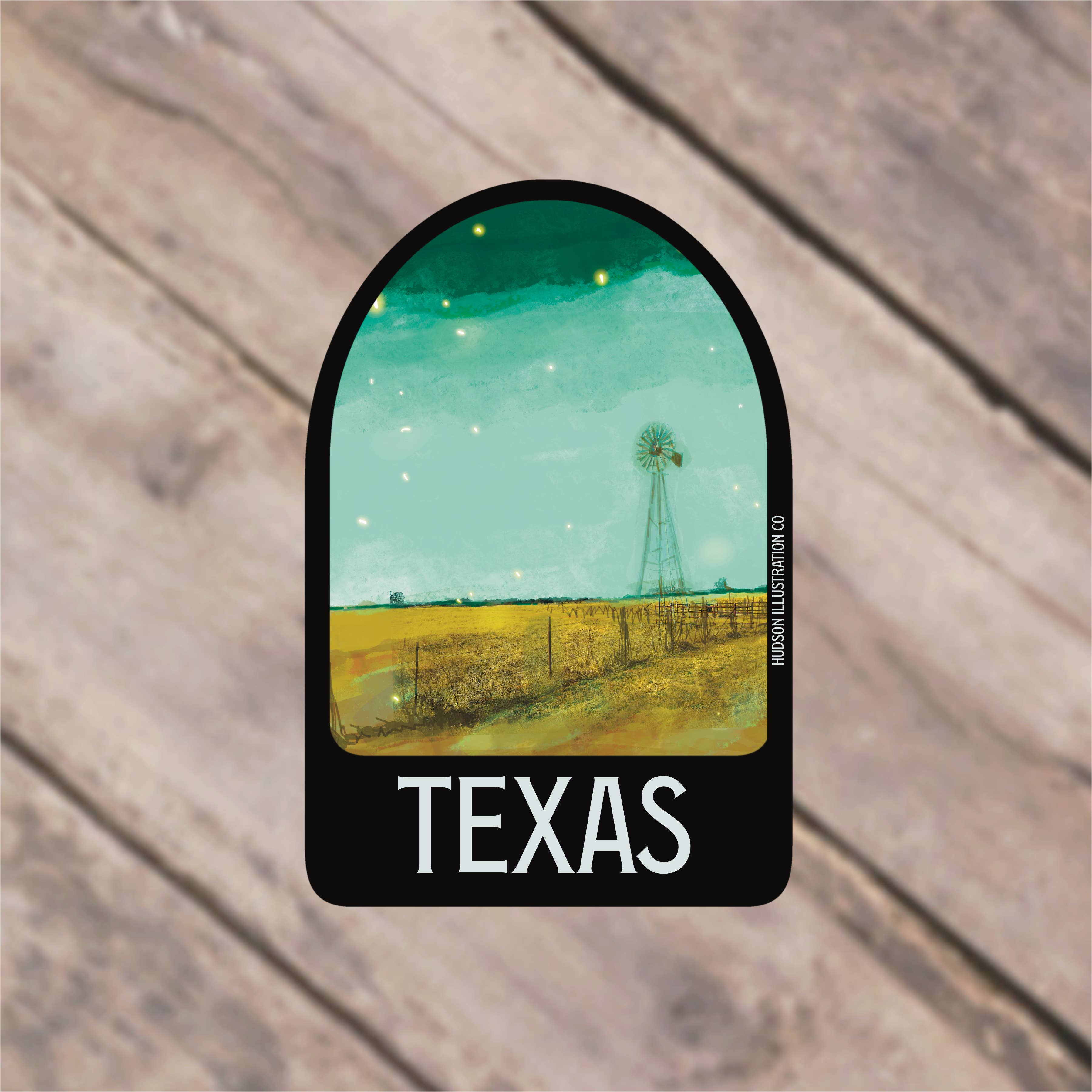Hudson Illustration Co - About Town Co - Wholesale Sticker - State of Texas Sticker/Magnet/Print/Postcard