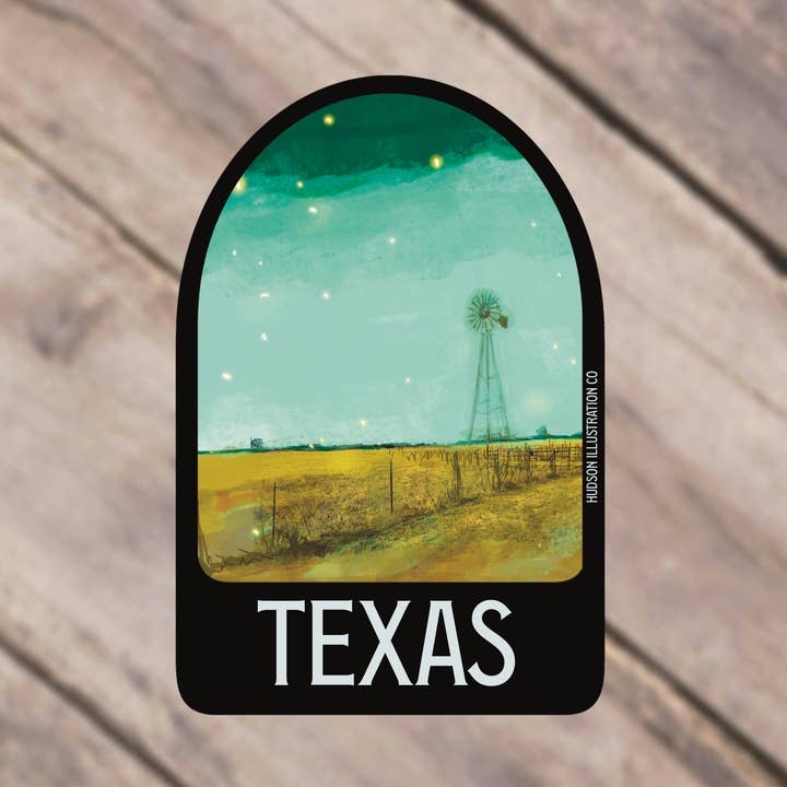 Hudson Illustration Co - About Town Co - Wholesale Sticker - State of Texas Sticker/Magnet/Print/Postcard0