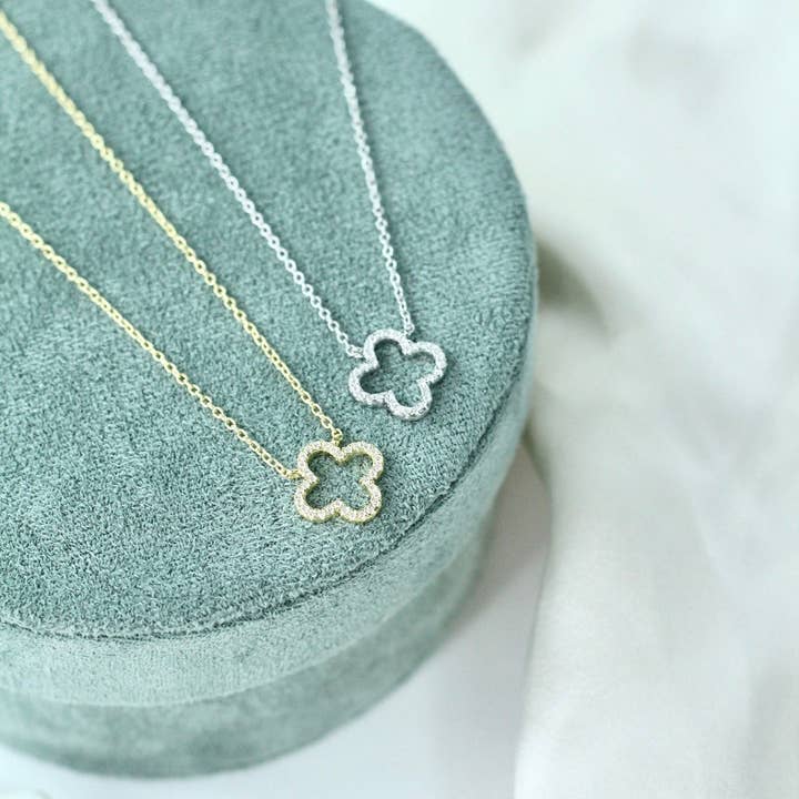 Pavé Clover Necklace for wholesale by Chloe + Lois