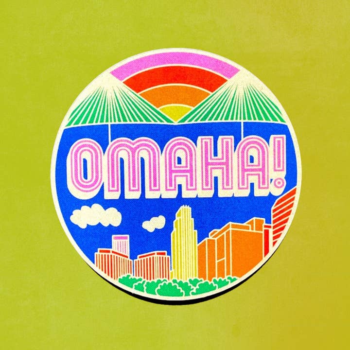 Adesivo Rotondo Skyline di Omaha per la vendita all'ingrosso da parte di Mistie Eyed Designs