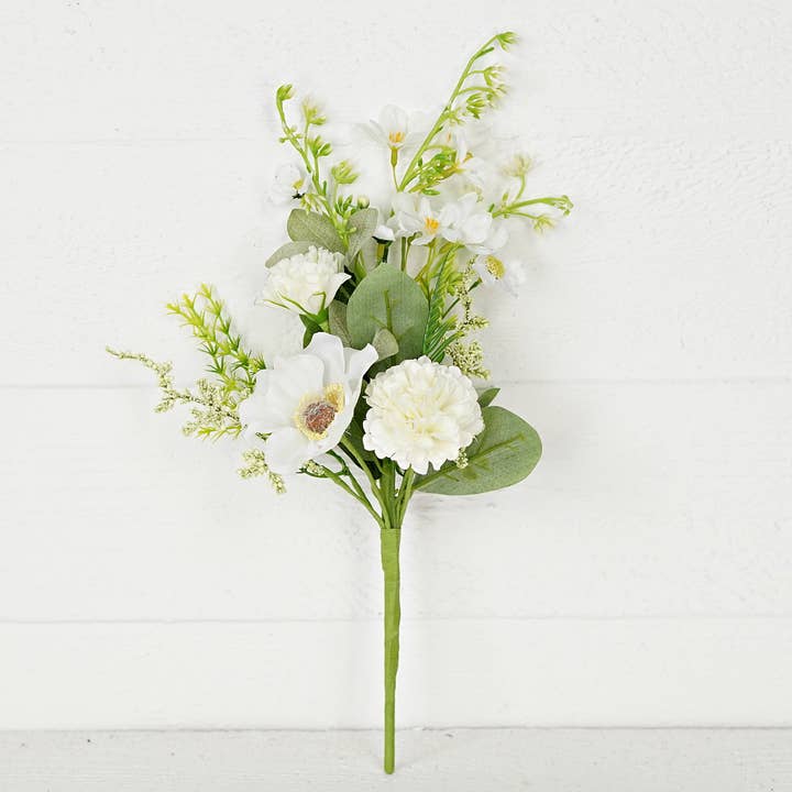 Holiday Depot Inc. - Wholesale Artificial Flowers - 35261- 16in Bush-White Anemone with Carnations-3