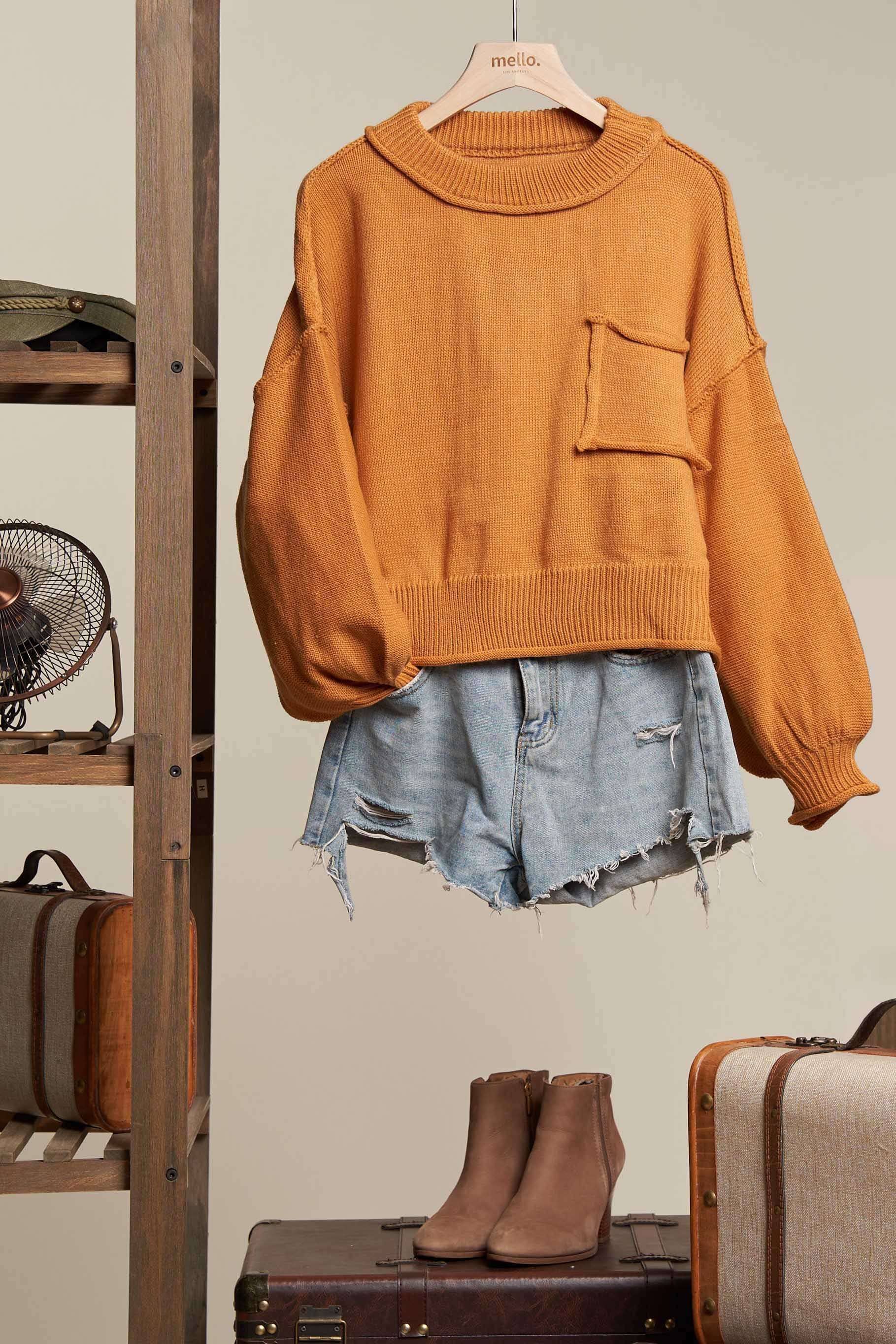 Tan Round Neck Sweater for wholesale on Faire8