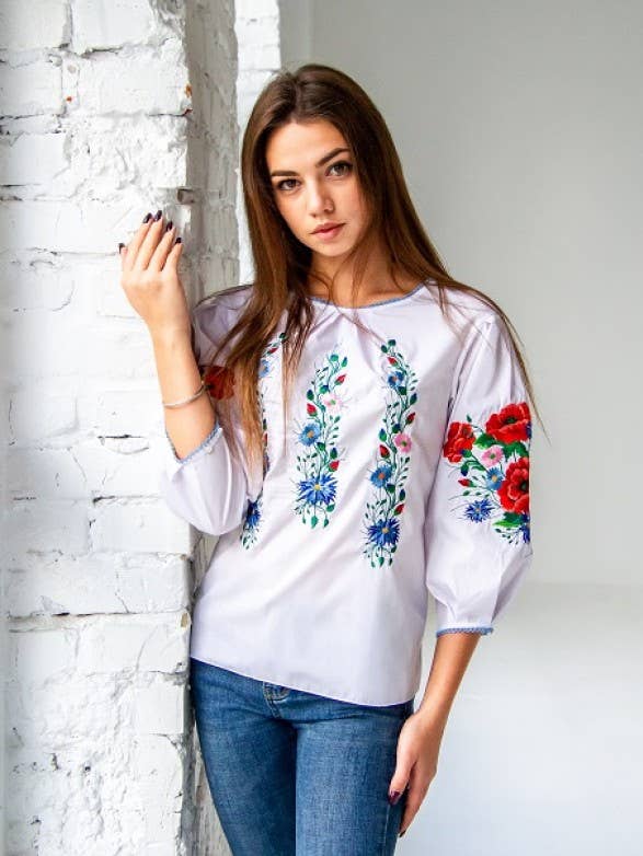 Eve White Embroidered Blouse for wholesale by Galychanka
