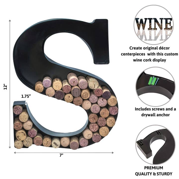 MADE EASY KIT - Wholesale Wine cork holder - Made Easy Kit Metal Letter Wine Cork Holder w/Wall Mount Kit111