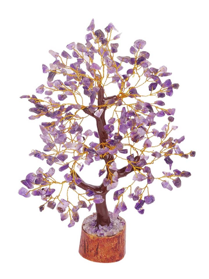 Árbol de piedras preciosas de amatista, árbol de alambre dorado con 300 chips. para venta al por mayor de jiomind