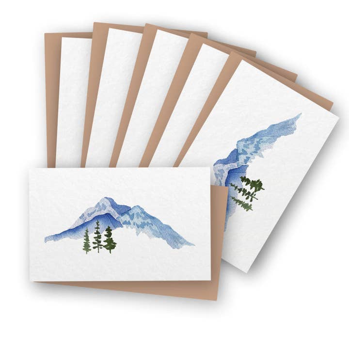 Watercolor Wednesday | Adventure Art & Stationery - Wholesale Everyday Greeting Card - Minimalist Mountain Landscape | Gift Mini Greeting Cards
