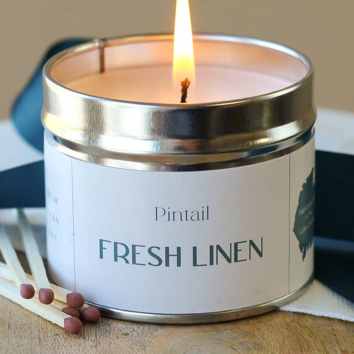 Fresh Linen Classic Tin for wholesale by Pintail Candles | Avalon Home