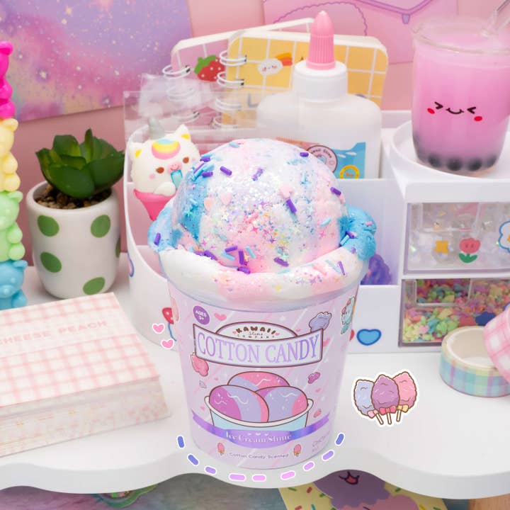 Kawaii Slime Company - Wholesale Putty/Slime - Kids - Cotton Candy Scented Ice Cream Pint Slime (5pcs/case)