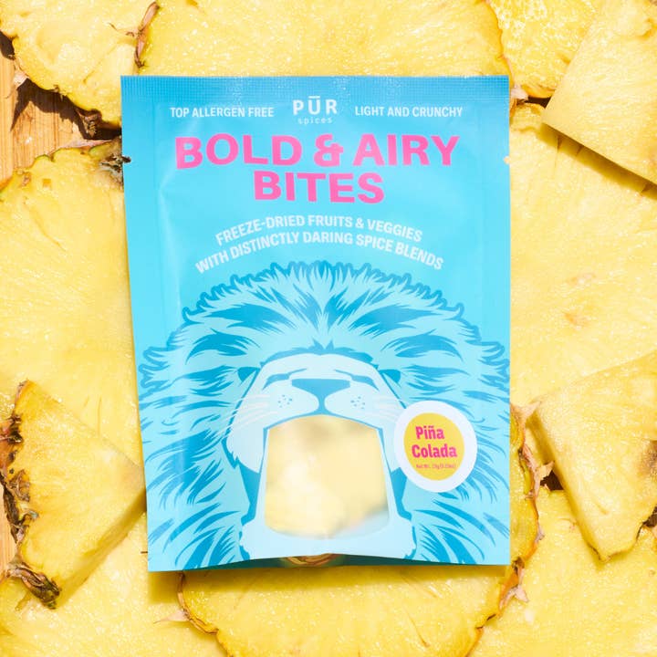 PUR Spices - Wholesale Fruit Snacks - Bold & Airy Bites - Pina Colada Freeze Dried Snacks6