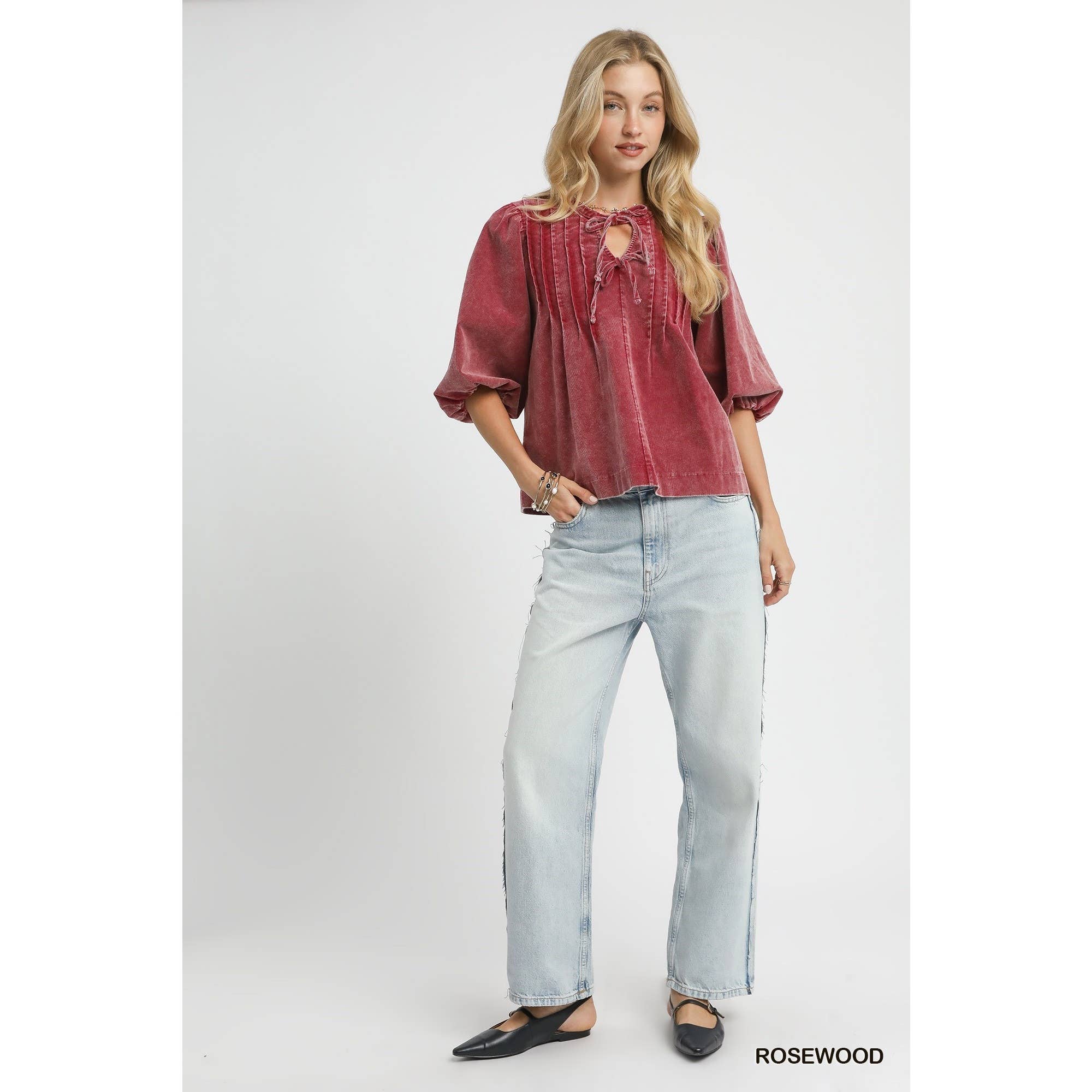 STYLE USA - Wholesale Tuniek - Dames - Corduroy blouse met pofmouwen13