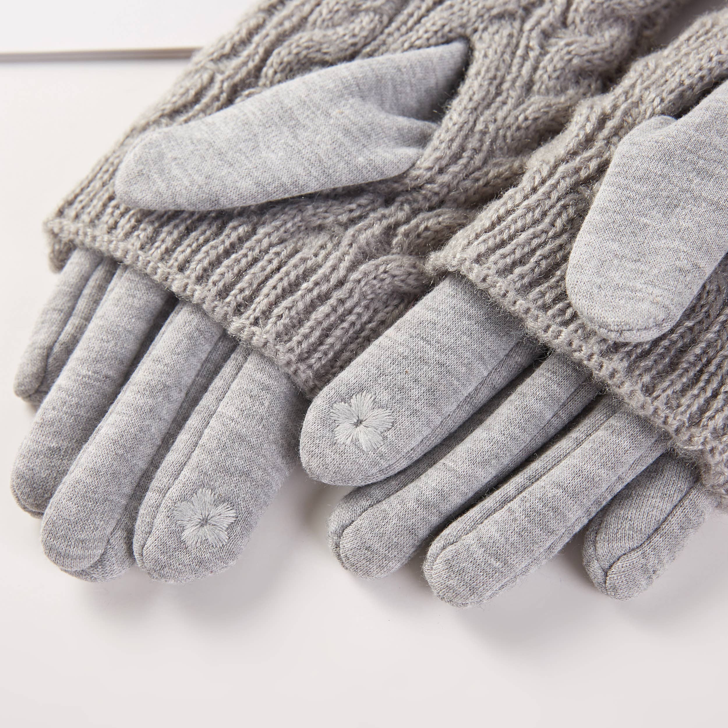 Hana - Venta al por mayor Guantes - Mujer - Guantes de invierno con textura de punto sólido y cable 3 en 12
