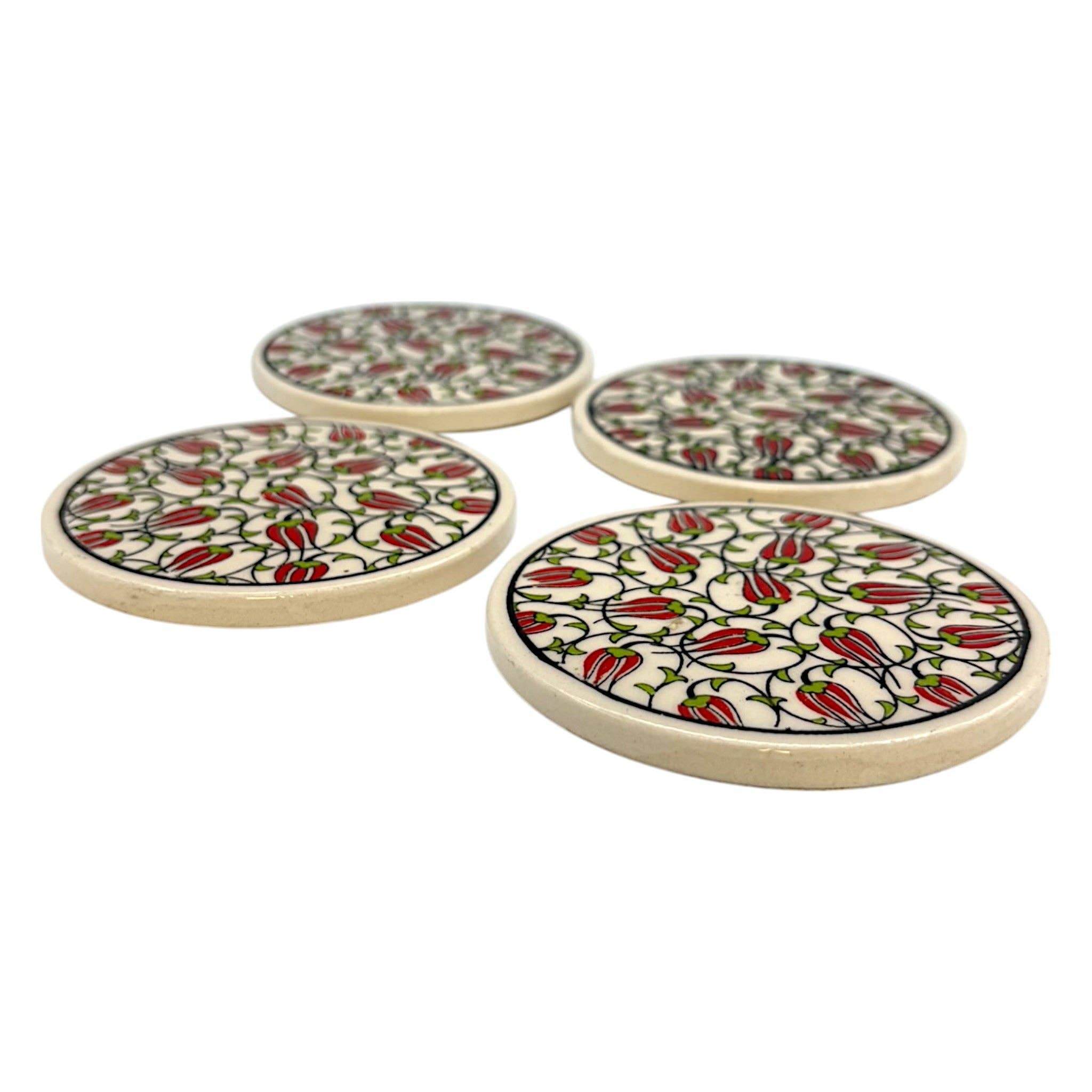 cotonIQ - Wholesale Coasters - Ceramic Coasters - Set of 4 - Tulip - 9cm6
