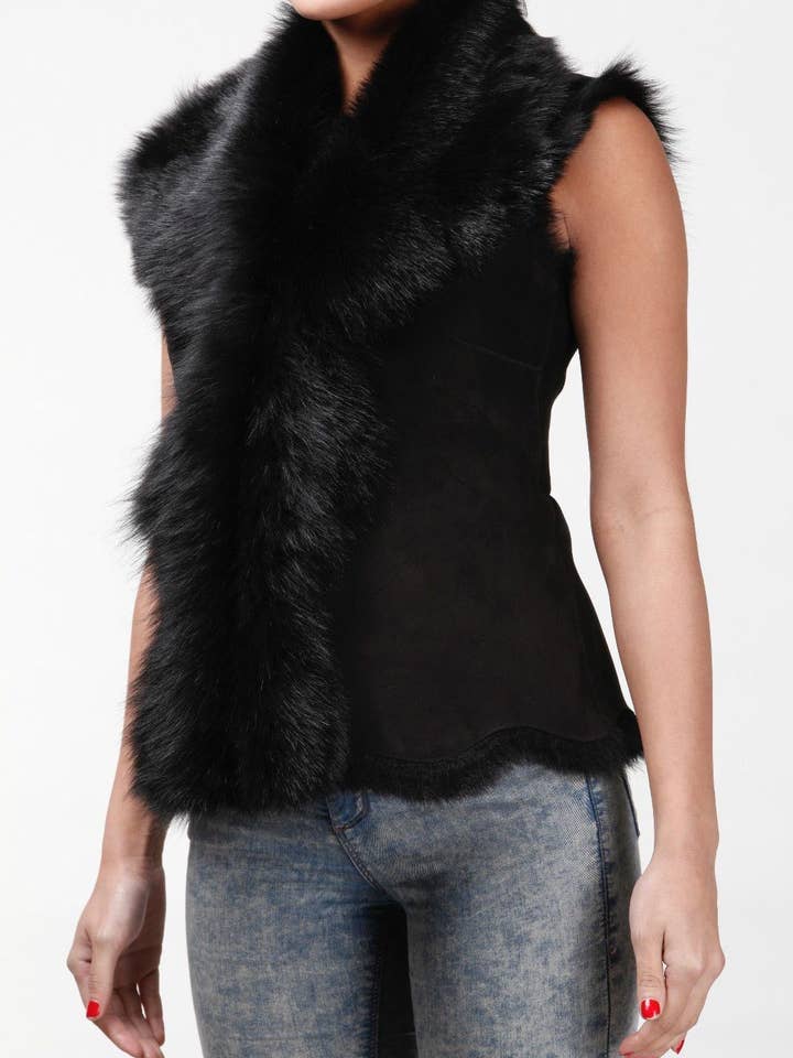 Infinity Leather (Upperclass Fashions Ltd) - Wholesale Outerwear Vest - Women's - Women's Toscana Sheepskin Short Gilet-Denver