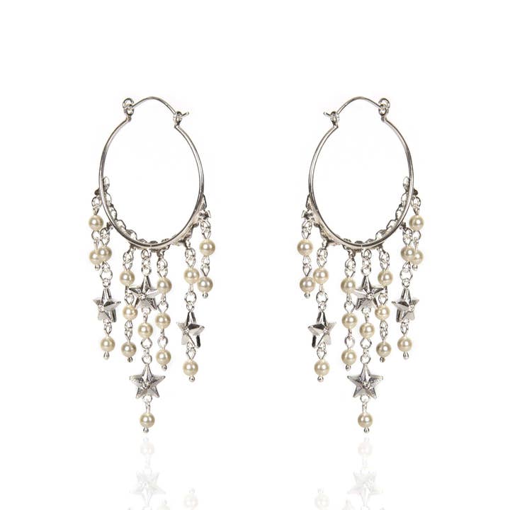 VSA Designs Inc. - Wholesale Hoop Earrings - Esme Star Hoop Earrings Cream Pearl1