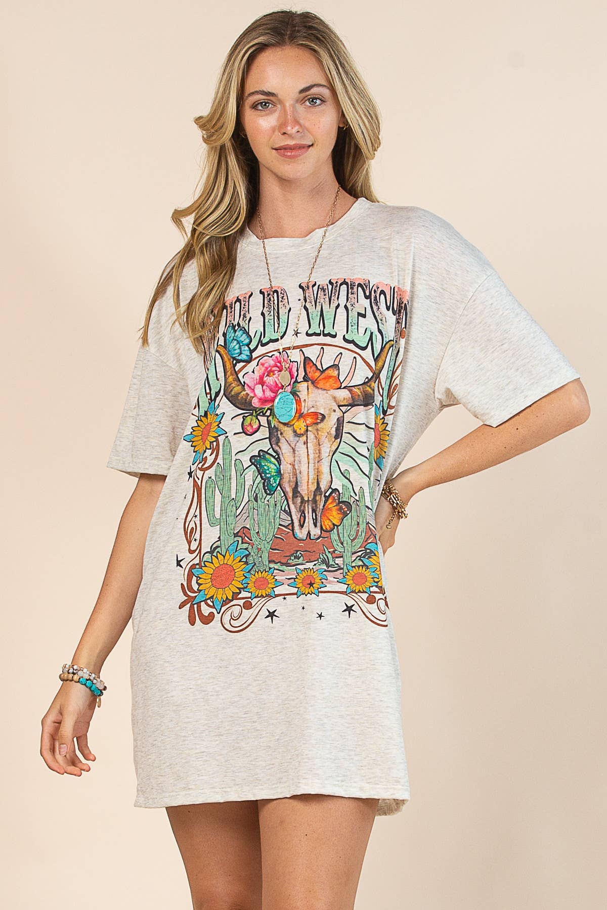 FARINA D'AVENA ABITO T-SHIRT CON GRAFICA WILD WEST AV1202-JIMENA in vendita all'ingrosso su Faire5