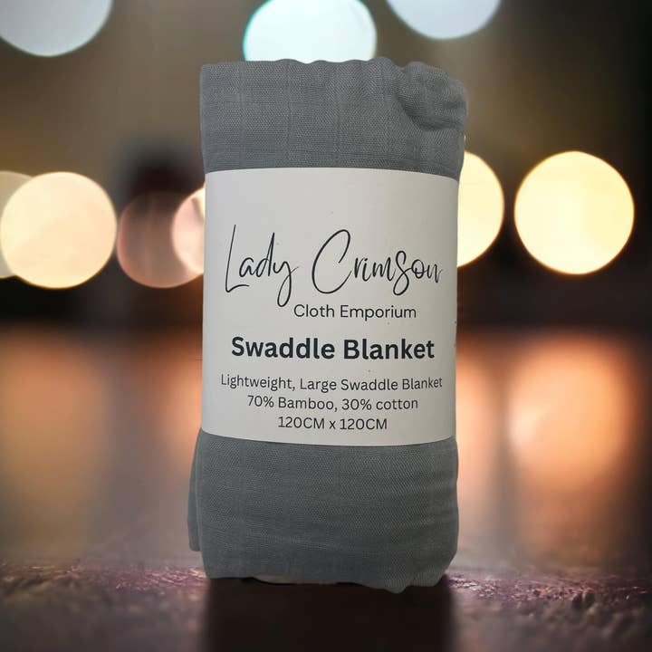 Baby Lightweight Swaddle Blanket- SLATE GREY for wholesale by Lady Crimson Cloth Emporium