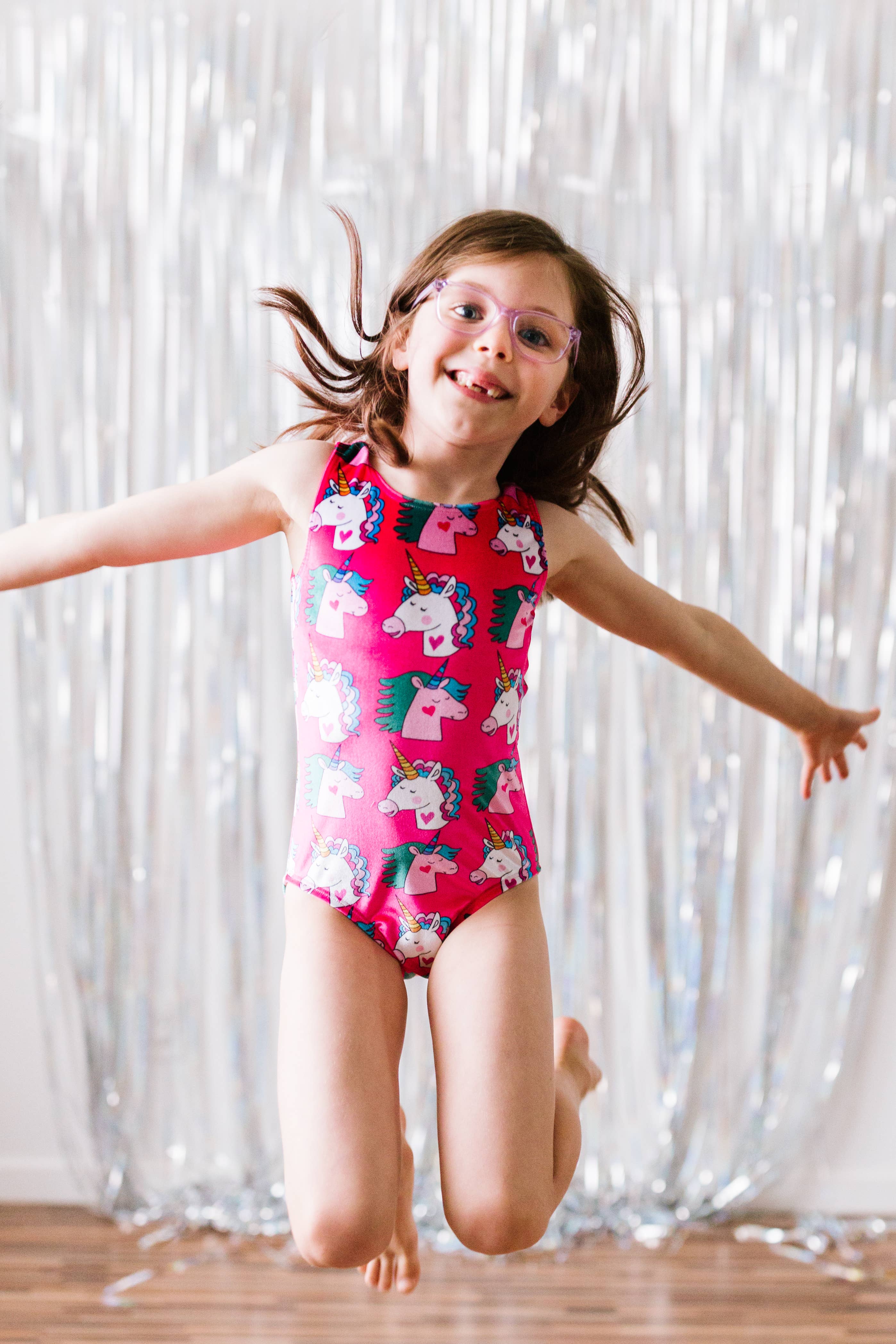 Girl Power Sport - Vendita all'ingrosso Body - Bambini - Body fucsia in velluto unicorno1