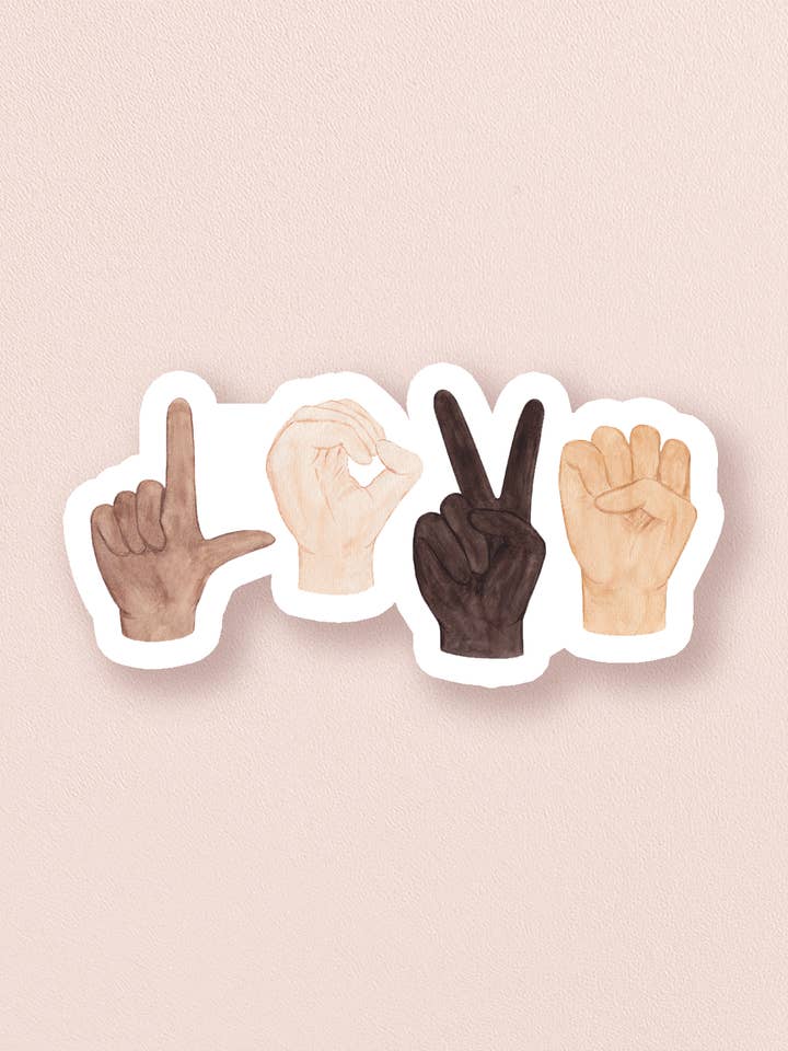 Love Your Neighbor — Diversity Sign Language Sticker for wholesale by Amy Zhang
