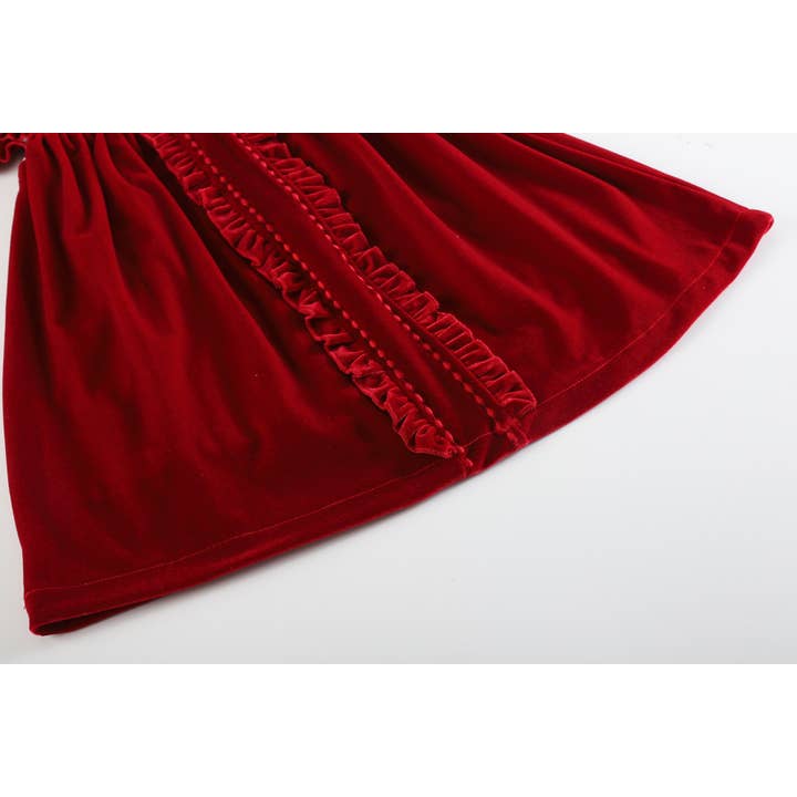 Lil Cactus - Wholesale Dress - Kids - Red Velvet Ruffle Dress