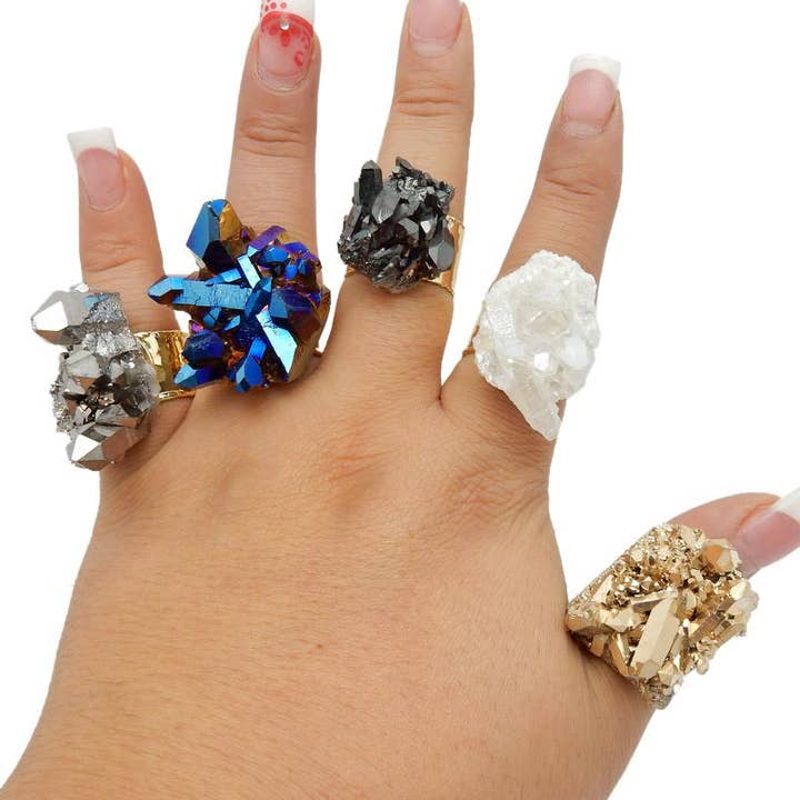 Rock Paradise - Wholesale Cocktail/statement ring - Crystal Point Cluster Ring with Electroplated Band19
