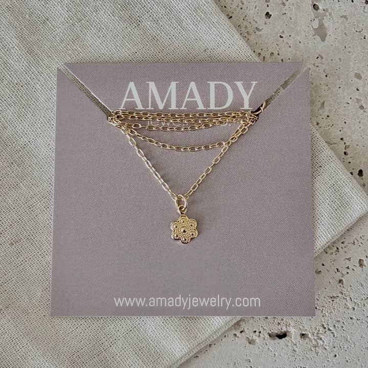 Amady Jewelry – wholesale Pendant/charm necklace – Tiny Flower charm necklace floral jewelry3