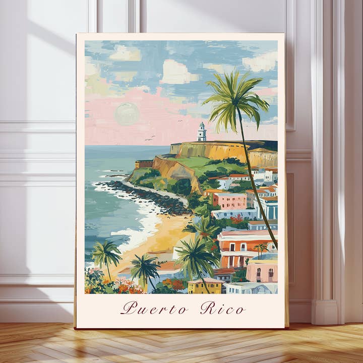 Puerto Rico City Travel Art Print for wholesale by Kumo Art Prints