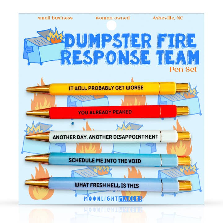Moonlight Makers - Wholesale Pen - Dumpster Fire Response Team - Pen Set - Funny Gift0