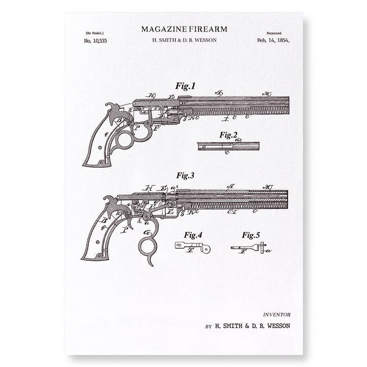 BREVETTO DI ARMI DA FUOCO DA RIVISTA (1854): Stampa artistica per la vendita all'ingrosso da parte di Ezen Trade