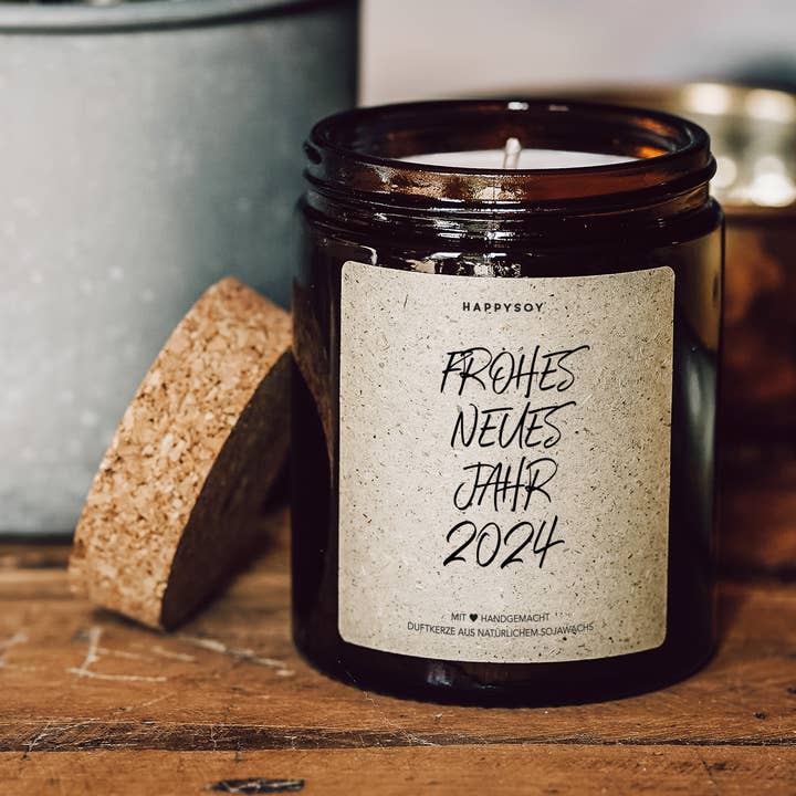 Duftkerze | Frohes neues Jahr 2024 für den Großhandel von Happysoy