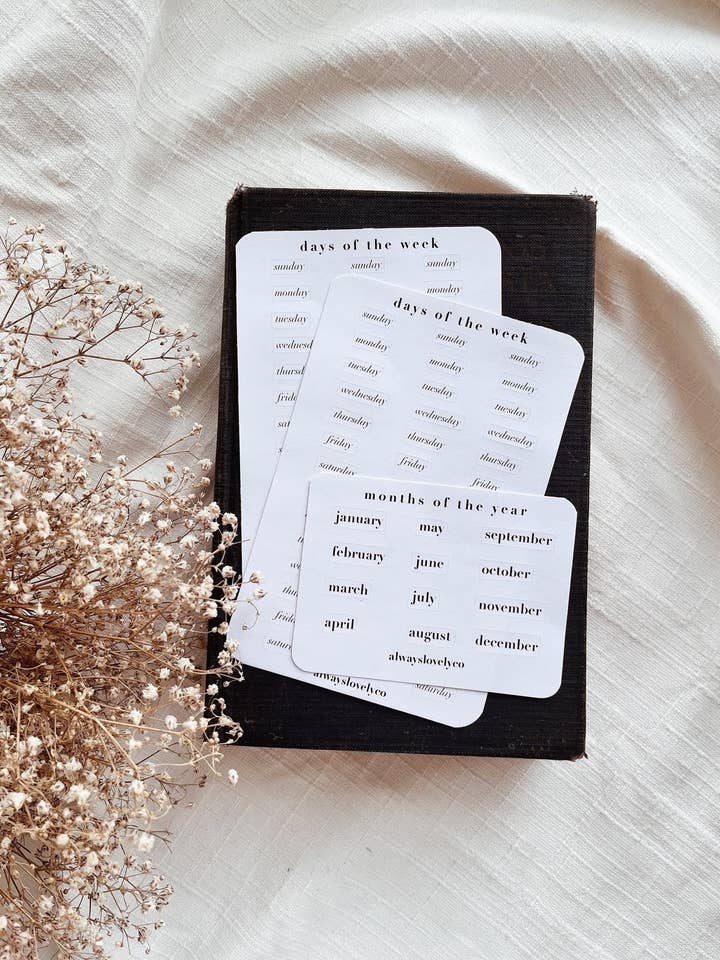 Foglio di adesivi per i mesi dell'anno per la vendita all'ingrosso da parte di alwayslovelyco