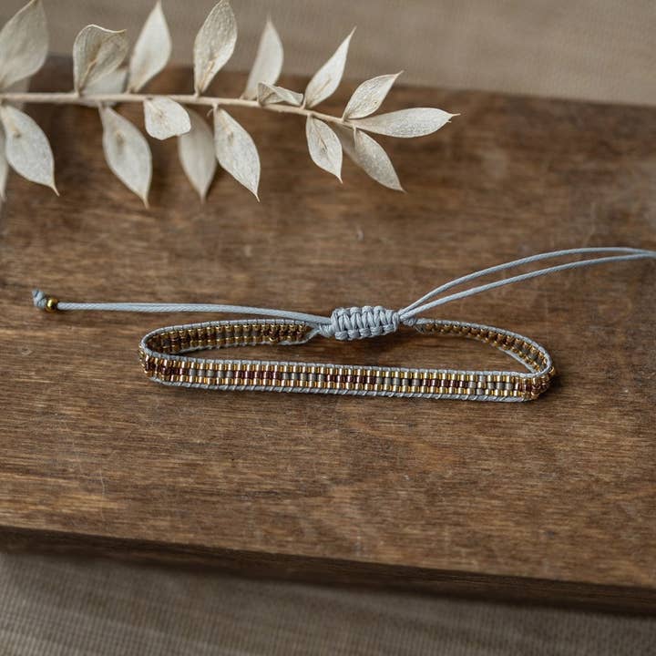 vagabond bracelet-grey/brown/gold/grey for wholesale by Wild Abandon Jewelry