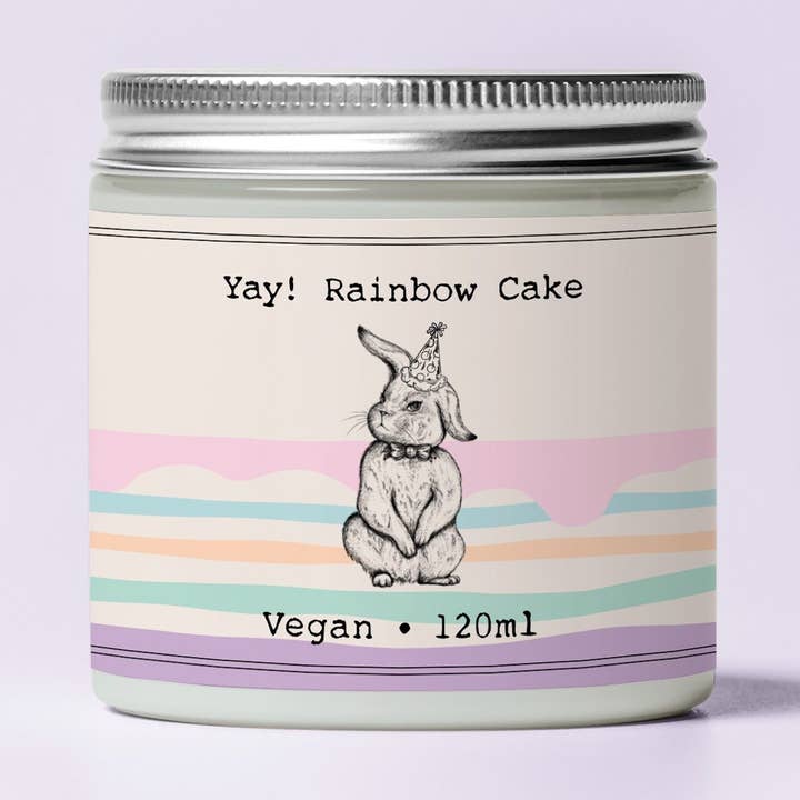 Ouais ! Bougie à gâteau arc-en-ciel pour la vente par Veganbunny ltd