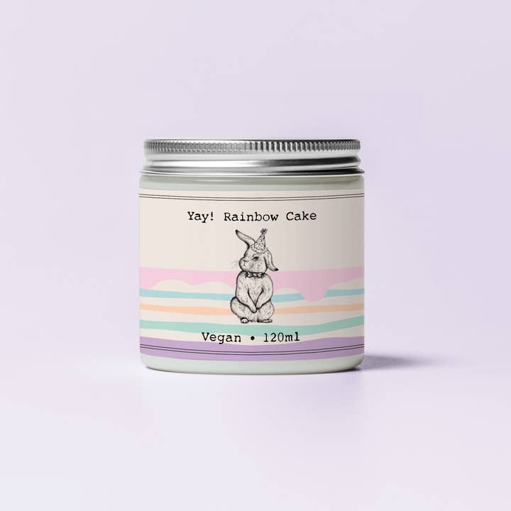 Yay! Rainbow cake candle for wholesale by Veganbunny ltd